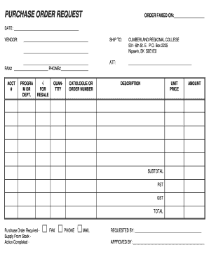 Purchase Order Request Form
