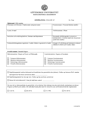 Swedish PhD Student Follow-Up Form