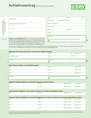 Aufnahmeantrag des Deutschen Alpenvereins e. V.