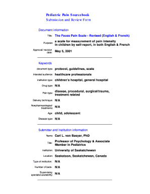 Faces Pain Scale - Revised (FPS-R) Form