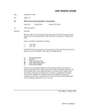 Shop Drawing Review Form