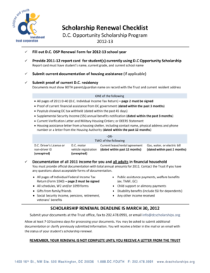 Scholarship Renewal Checklist