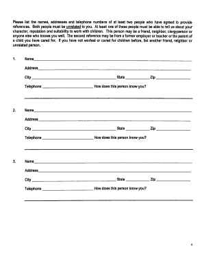 Child Care Reference Form