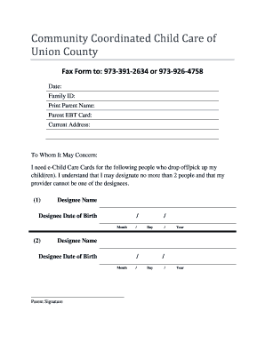 Child Care Designee Authorization Form