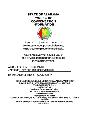 Alabama Workers' Compensation Notice and Employer's First Report of Injury