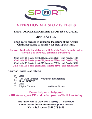 Raffle Order Form Sports Council Raffle