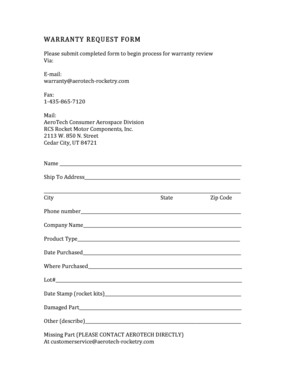 AeroTech Warranty Request Form