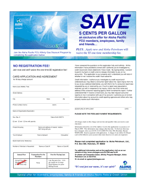 Aloha Petroleum Affinity Gas Discount Program Application