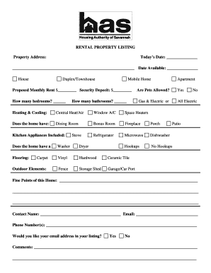 Rental Property Listing Form