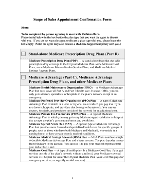 Medicare Sales Appointment Confirmation Form