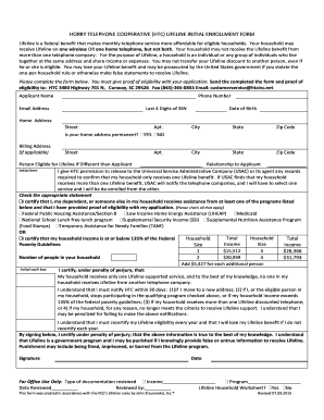 HTC Lifeline Initial Enrollment Form