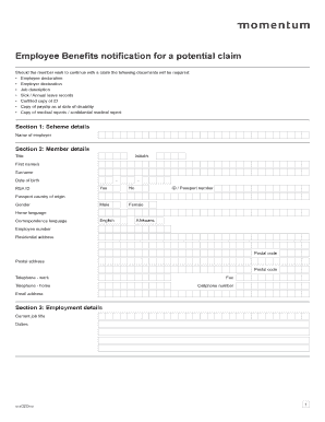 Employee Benefits Claim Notification Form