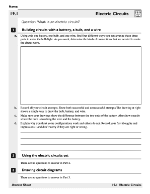 Electric Circuits Worksheet