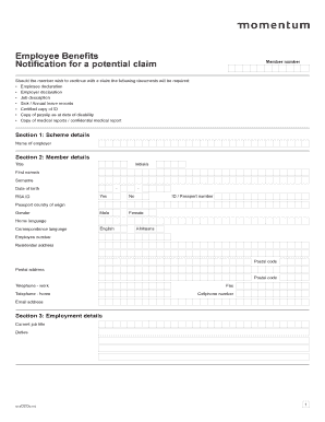 Employee Benefits Claim Notification Form