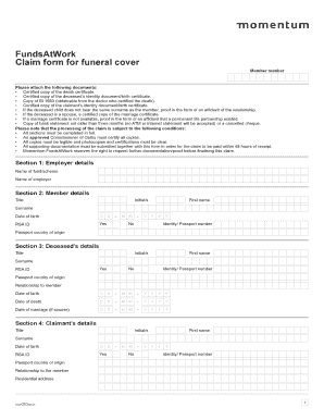 Funeral Cover Claim Form
