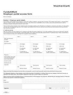 Momentum FundsAtWork Employer Portal Access Form