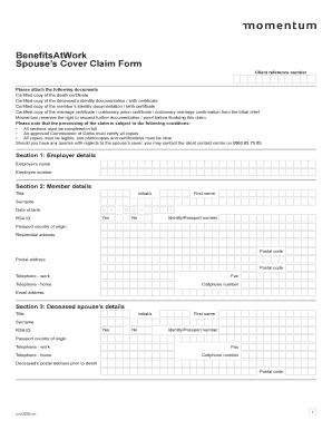 Spouse’s Cover Claim Form