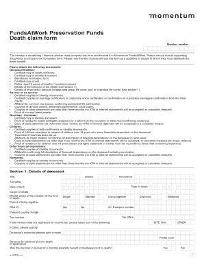 FundsAtWork Death Claim Form