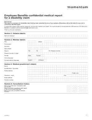 Employee Benefits Disability Claim Medical Report