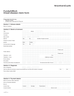 Dread Disease Claim Form