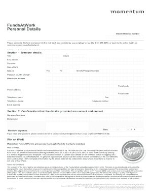 FundsAtWork Personal Details Form