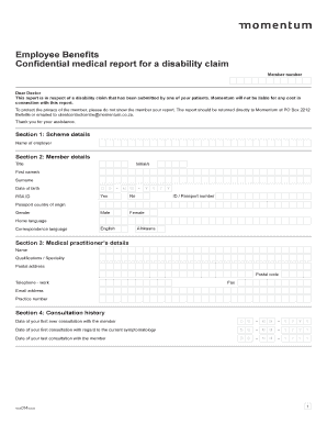 Confidential Medical Report for Disability Claim