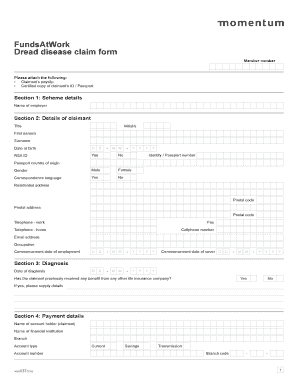 Dread Disease Claim Form