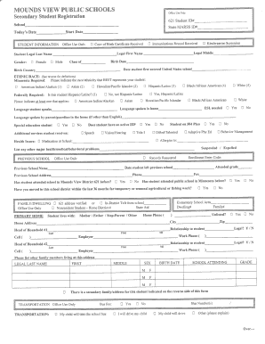 Secondary Student Registration Form