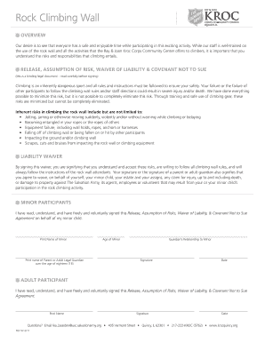 Rock Climbing Wall Waiver Form