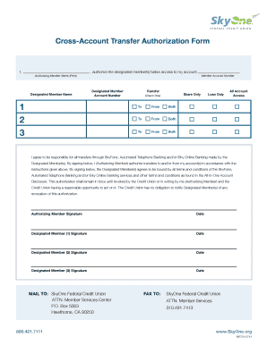 Cross-Account Transfer Authorization Form