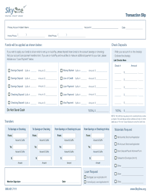 Credit Union Deposit and Transfer Form