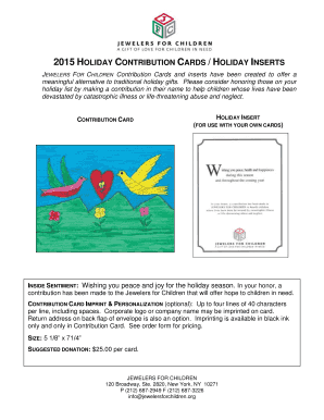 2015 Holiday Contribution Cards Order Form