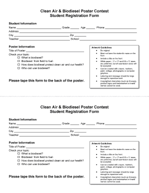 Clean Air & Biodiesel Poster Contest Registration Form