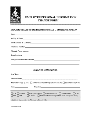 Employee Personal Information Change Form