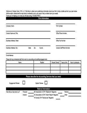 Peer Review Information Form
