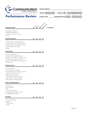 Student Performance Review Form