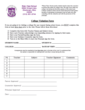 College Visitation Form