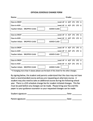 Official Schedule Change Form
