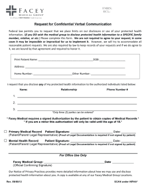 Request for Confidential Verbal Communication