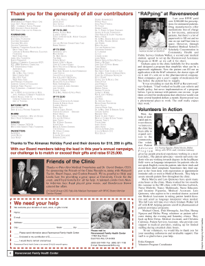 Ravenswood Assistance Program Application