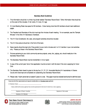 Ohio 4-H Secretary Record Book Guidelines