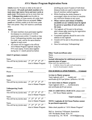 AVA Master Program Registration Form