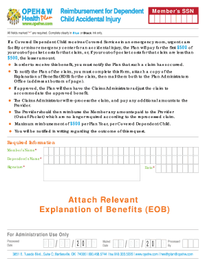 OPEH&W Child Accidental Injury Reimbursement Form