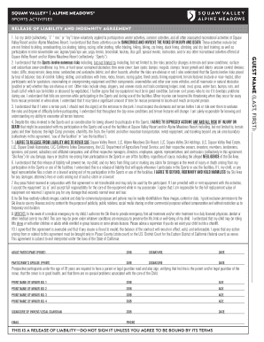 Squaw Valley Alpine Meadows Sports Liability Waiver