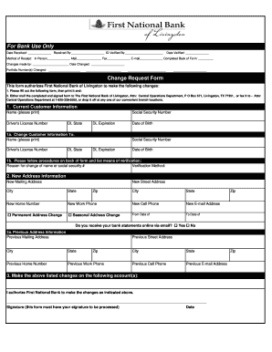First National Bank Change Request Form