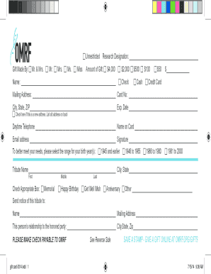 Oklahoma Medical Research Foundation Gift Form