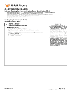 Chong Hing Bank Internet Banking Application Form