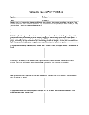 Persuasive Speech Peer Workshop Form