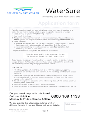 WaterSure Application Form