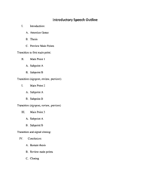 Introductory Speech Outline Template